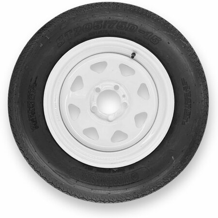 RUBBERMASTER - STEEL MASTER Rubbermaster F78-15 ST205/75D15 6 Ply Highway Rib Tire and 5 on 4.5 Eight Spoke Wheel Assembly 599295